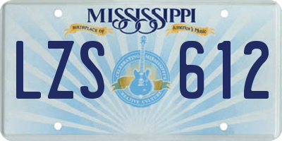 MS license plate LZS612