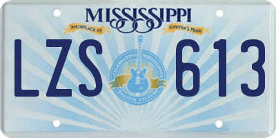 MS license plate LZS613