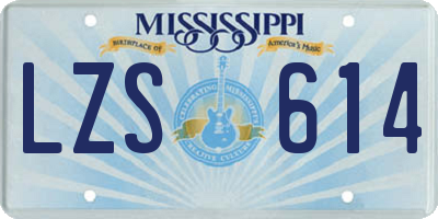 MS license plate LZS614