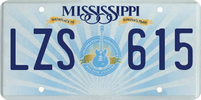 MS license plate LZS615