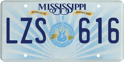 MS license plate LZS616