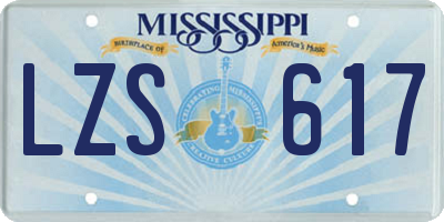 MS license plate LZS617