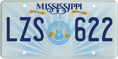 MS license plate LZS622