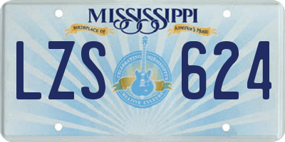 MS license plate LZS624