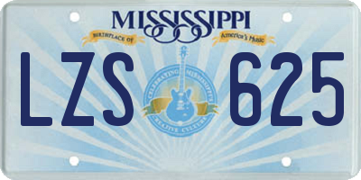 MS license plate LZS625