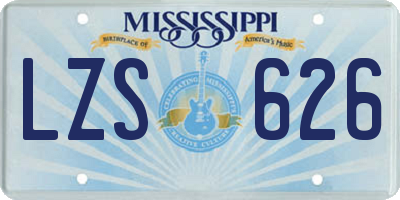 MS license plate LZS626