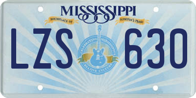 MS license plate LZS630