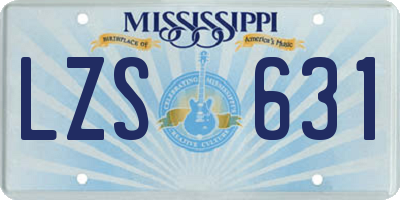 MS license plate LZS631