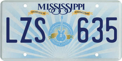 MS license plate LZS635
