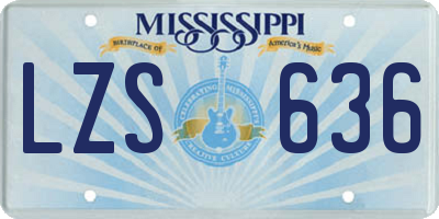 MS license plate LZS636