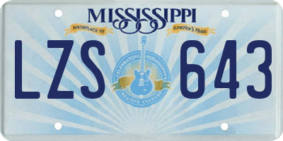 MS license plate LZS643