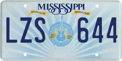 MS license plate LZS644