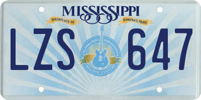 MS license plate LZS647