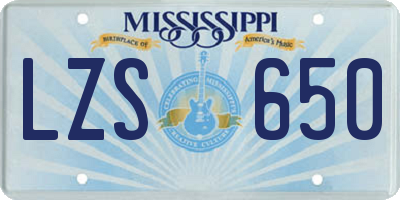 MS license plate LZS650