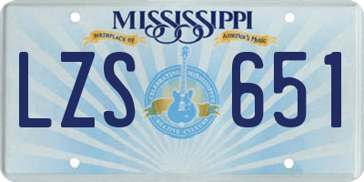 MS license plate LZS651