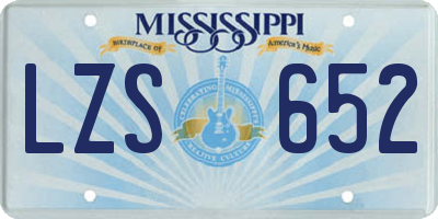 MS license plate LZS652