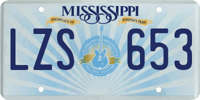 MS license plate LZS653