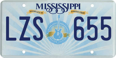 MS license plate LZS655