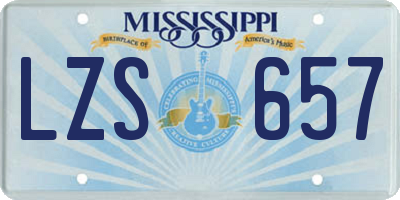 MS license plate LZS657