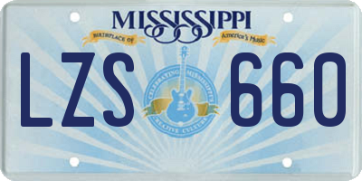 MS license plate LZS660