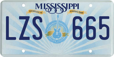 MS license plate LZS665