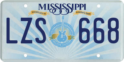 MS license plate LZS668