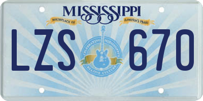 MS license plate LZS670