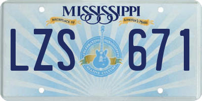 MS license plate LZS671