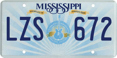 MS license plate LZS672