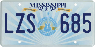 MS license plate LZS685