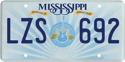 MS license plate LZS692
