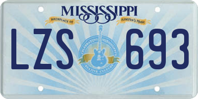 MS license plate LZS693