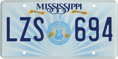 MS license plate LZS694