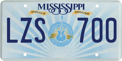 MS license plate LZS700