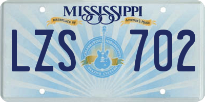 MS license plate LZS702