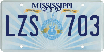 MS license plate LZS703