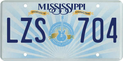 MS license plate LZS704