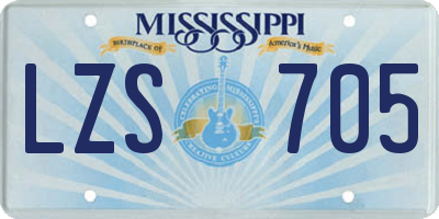 MS license plate LZS705