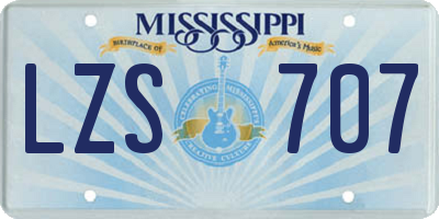 MS license plate LZS707