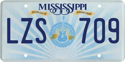 MS license plate LZS709