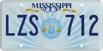 MS license plate LZS712