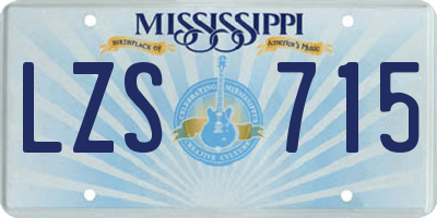 MS license plate LZS715