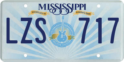 MS license plate LZS717