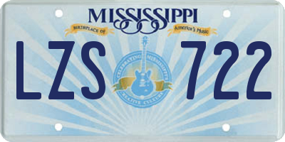MS license plate LZS722