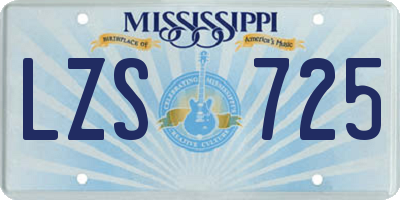 MS license plate LZS725