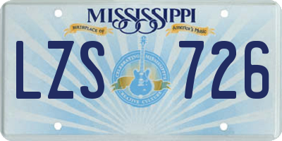 MS license plate LZS726