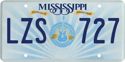 MS license plate LZS727