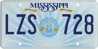 MS license plate LZS728