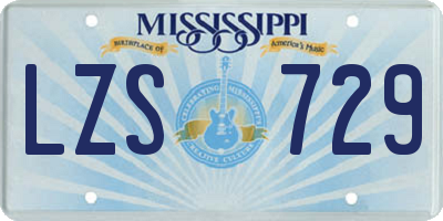 MS license plate LZS729