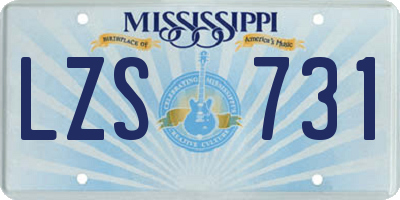 MS license plate LZS731